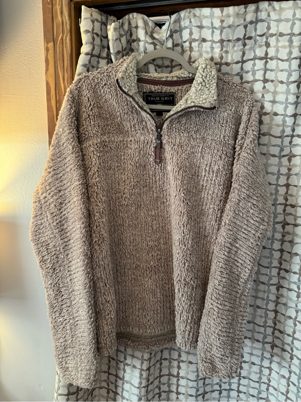True Grit Men's Taupe Sherpa Zip-Up Pullover